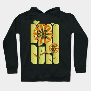 Rounded Shapes With Minimalist Flowers Hoodie